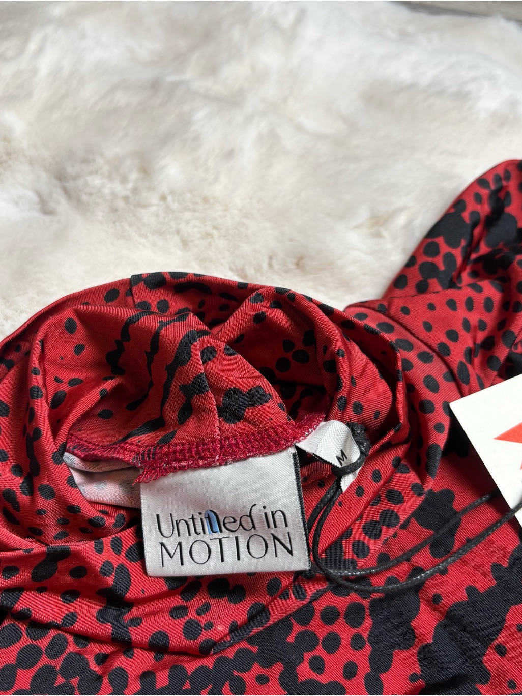Untitled In Motion Orma Turtleneck In Zora Red Black Swirl Dot - S Nwt — image 6 of 8